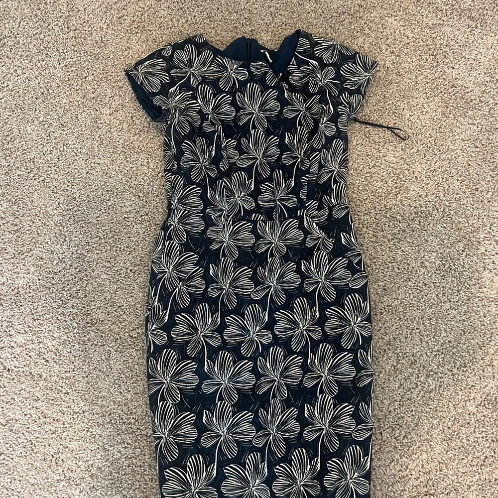 Floral Black and White Dress